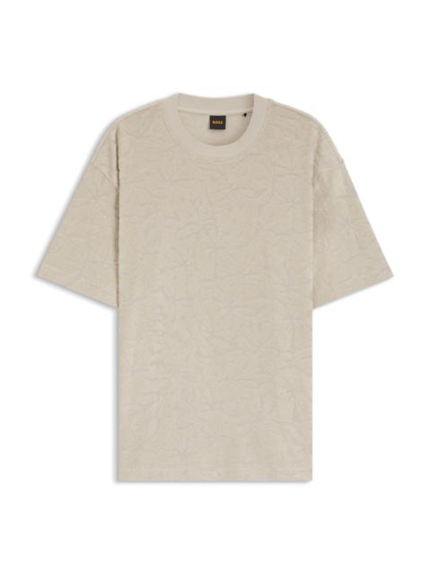 BOSS FLORAL-JACQUARD T-SHIRT IN A COTTON BLEND