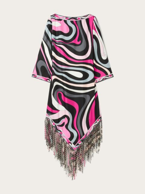 MARMO PRINT DRESS WITH FRINGES