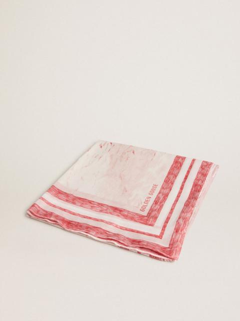 Sarong in cotton voile with all-over cream and red print