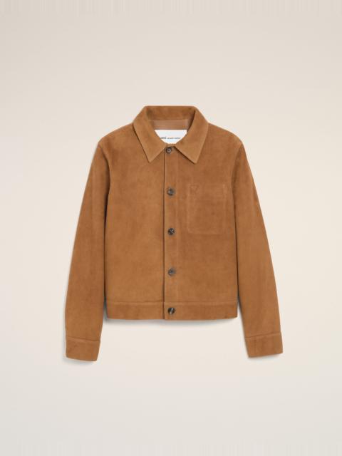 AMI Paris BROWN GOAT LEATHER AMI DE COEUR BUTTONED JACKET