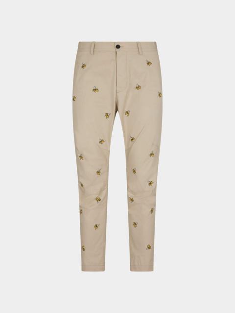 DSQUARED2 EMBROIDERED FRUITS SEXY CHINO PANTS