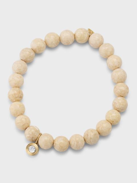 SYDNEY EVAN 14k Cream Jasper and Fluted Brown Diamond Charm Bracelet