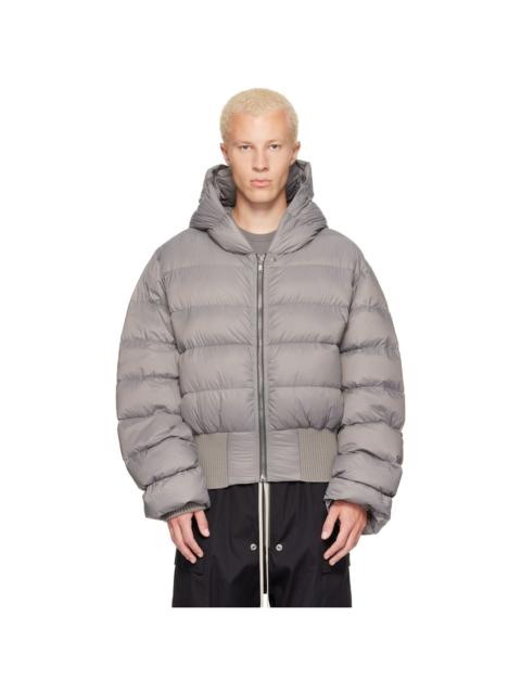 Rick Owens Gray Tower Nylon Duvet Hooded Down Jacket