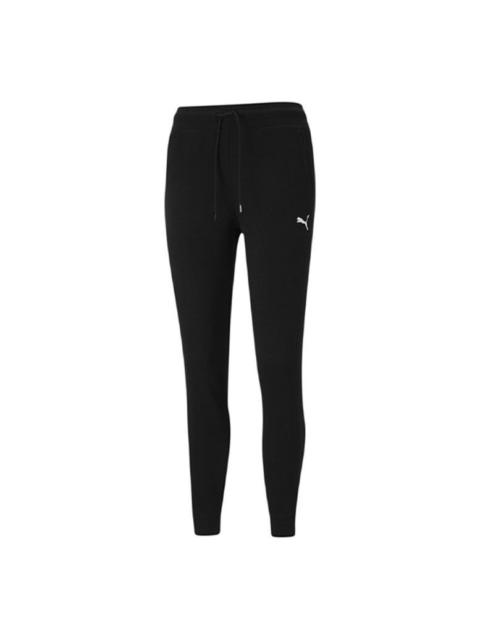 PUMA (WMNS) PUMA Style Cat Drawstring Casual Sports Knit Trousers Black 587165-01