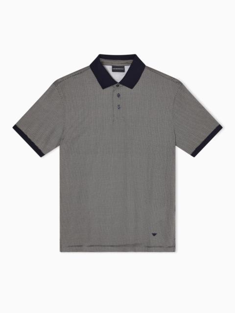 LYOCELL-BLEND JERSEY POLO SHIRT WITH ALL-OVER MICRO-PATTERN PRINT