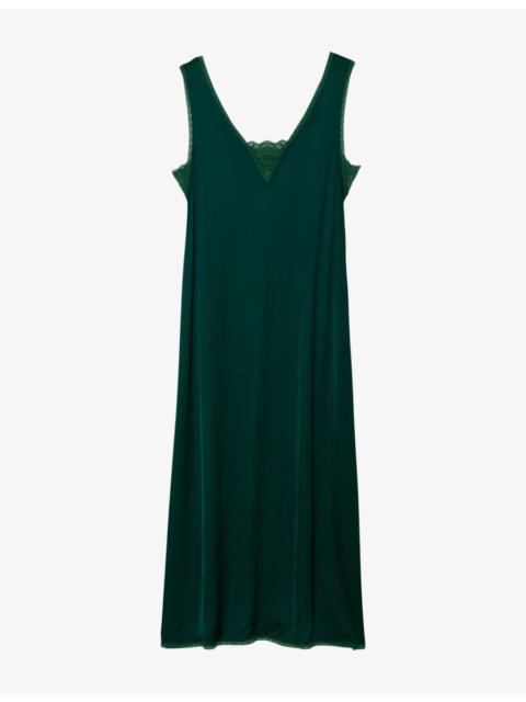Zadig & Voltaire Renzo V-Neck Satin Maxi Dress