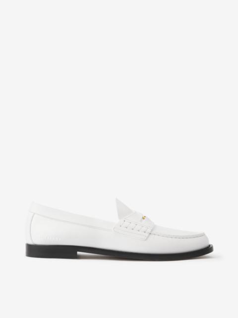 Burberry Coin Detail Leather Penny Loafers