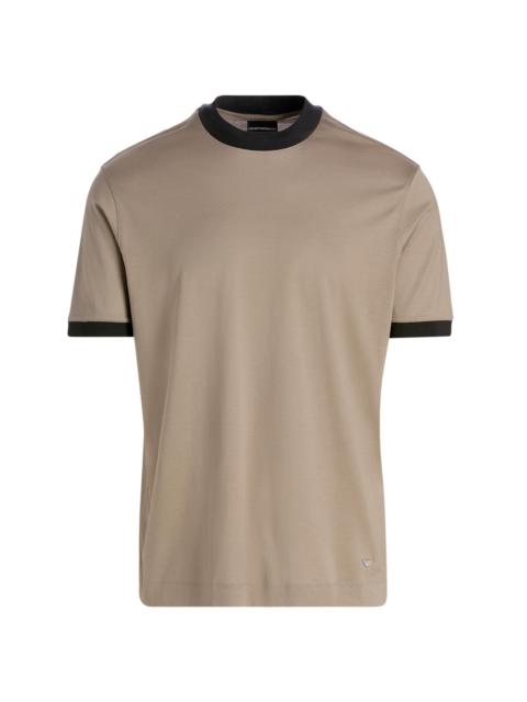 EMPORIO ARMANI Men's Contrast-Trim Jersey T-Shirt - Tan Navy