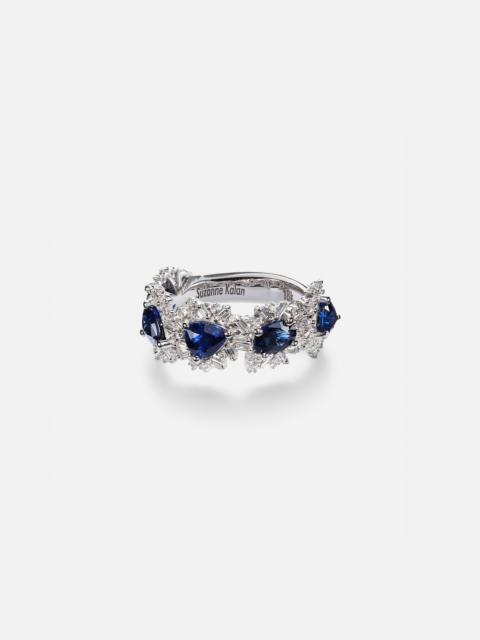 SUZANNE KALAN 18kt white gold ring with sapphires and diamonds