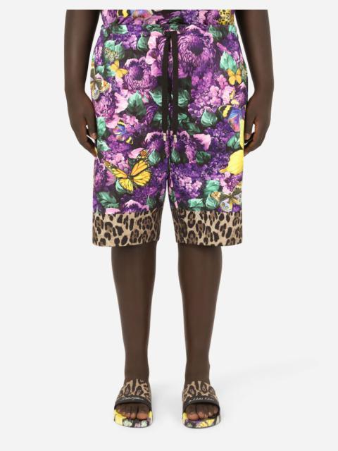 Dolce & Gabbana Jersey jogging shorts with butterfly print