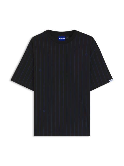 HUGO COTTON-JERSEY T-SHIRT WITH HAPPY HUGOS AND STRIPE