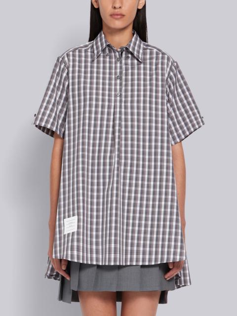 Thom Browne Medium Grey Poplin Micro Buffalo Check Oversized Shirtdress
