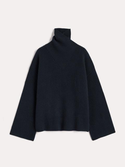 Wrapped-neck knit navy