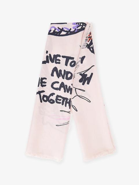 Holzweiler Holzweiler x Caviar Kaspia x Bjarne Melgaard fringed silk scarf