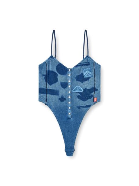 Diesel BODYSUIT IN RIBBED JERSEY WITH SHADOW-PATCH EFFECTS