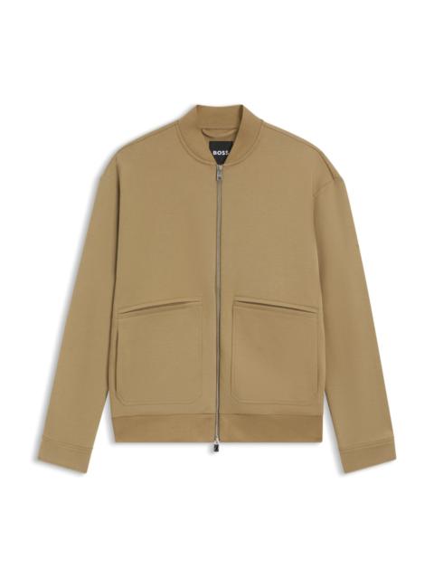 BOSS ZIP-UP SWEATSHIRT IN A PEACHED COTTON BLEND