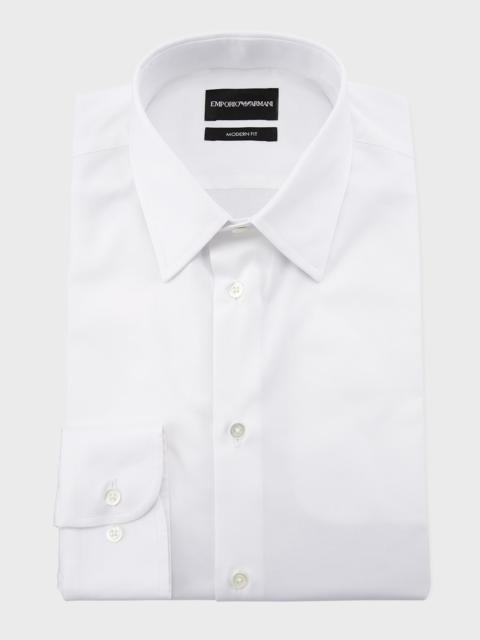 EMPORIO ARMANI Men's Modern-Fit Cotton-Stretch Dress Shirt, White
