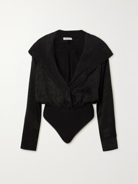 Alaïa Archetypes Hooded Satin-jacquard Bodysuit