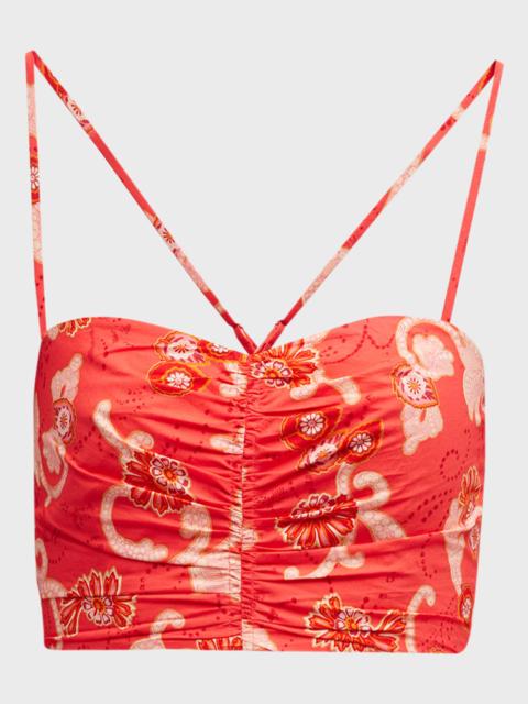 A.L.C. Arit Floral Ruched Crop Top