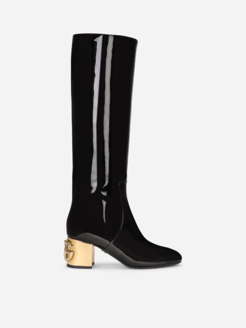 Dolce & Gabbana Patent leather boots with DG Karol heel