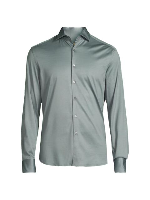 Canali Men's Jersey Sport Shirt - Green