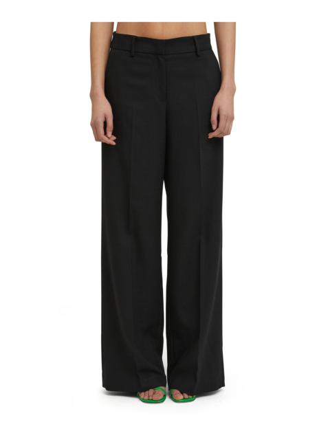 Coarse viscose tailored pants with straight legs