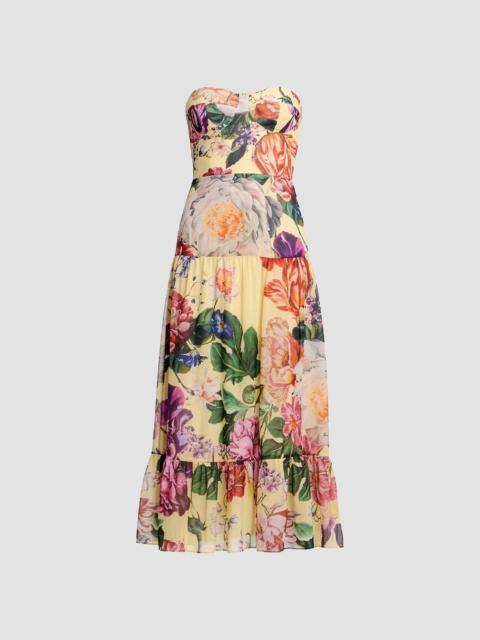 Dress The Population Women's Prescott Floral Strapless Midi-Dress - Golden Floral Multi