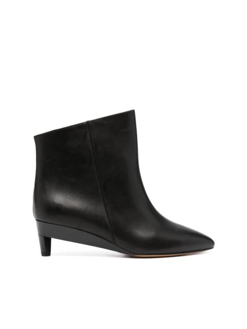 leather asymmetric ankle boots