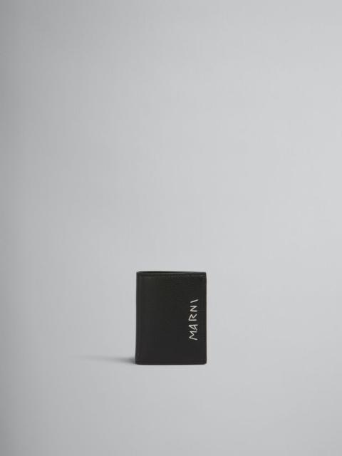 BLACK LEATHER BIFOLD WALLET WITH MARNI MENDING