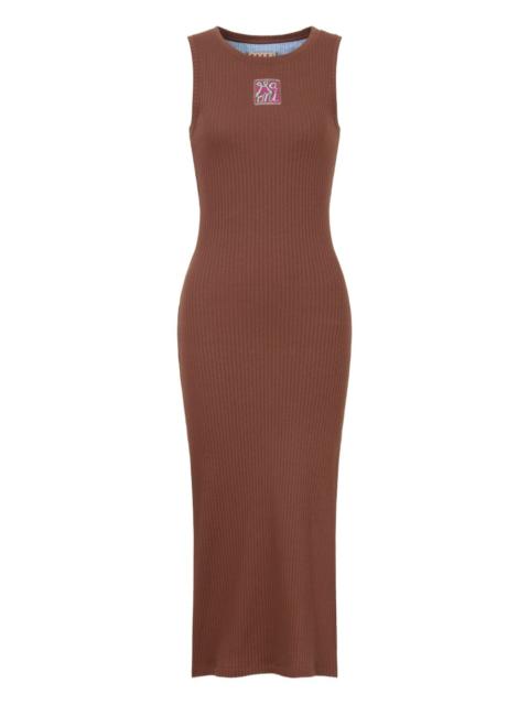 Marni ribbed logo-patch midi dress