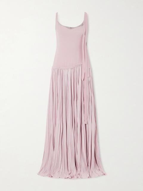 MARMAR HALIM Bow-embellished Pleated Crepe Gown