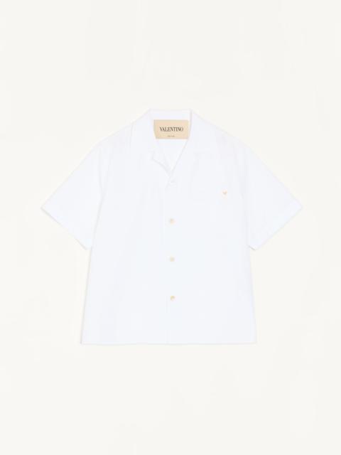 Valentino VALENTINO BOWLING SHIRT IN COTTON POPLIN WITH VGOLD