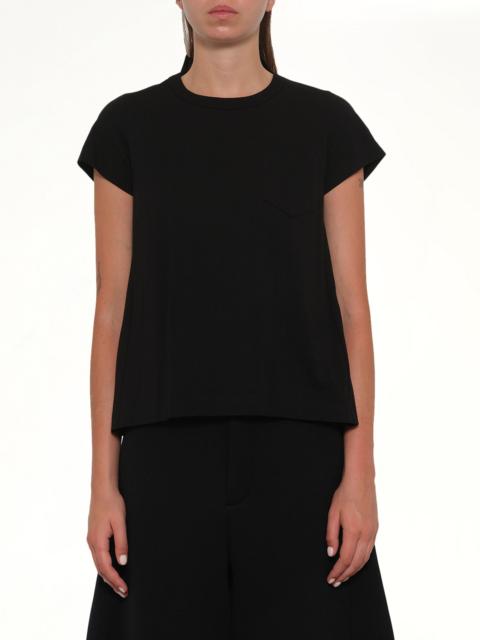 sacai Cotton Poplin x Cotton Jersey T-Shirt in Black