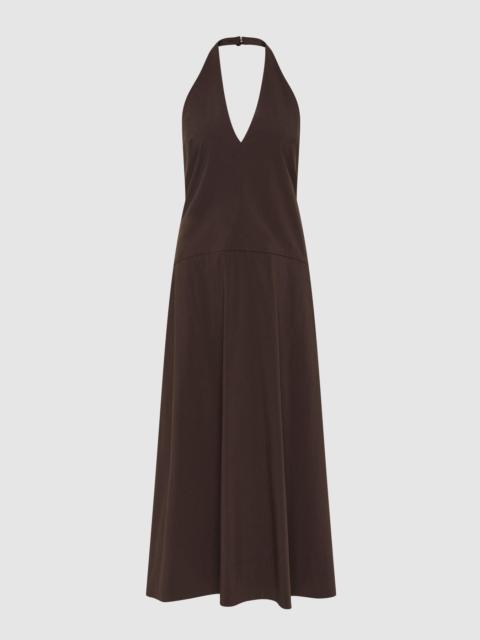 ST. AGNI Halter Plunge Dress - Bark