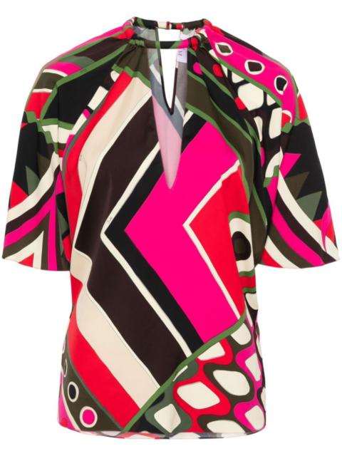 PUCCI Vivara-print V-neck blouse