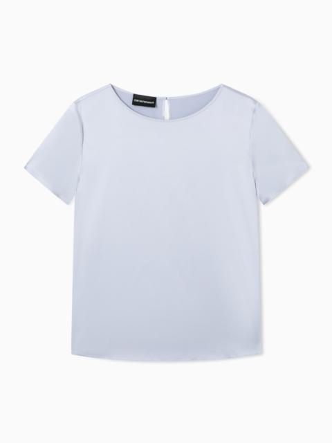 EMPORIO ARMANI SHORT-SLEEVED SILK SATIN BLOUSE