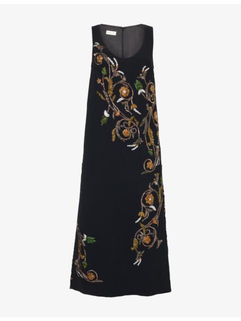 Dries Van Noten Droppyn Embellished Woven Midi Dress