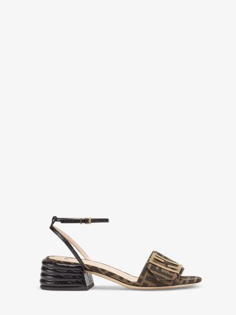 FENDI Brown fabric sandals