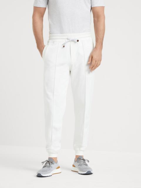 Brunello Cucinelli Cotton French terry trousers with Crête detail and elasticated cuffs