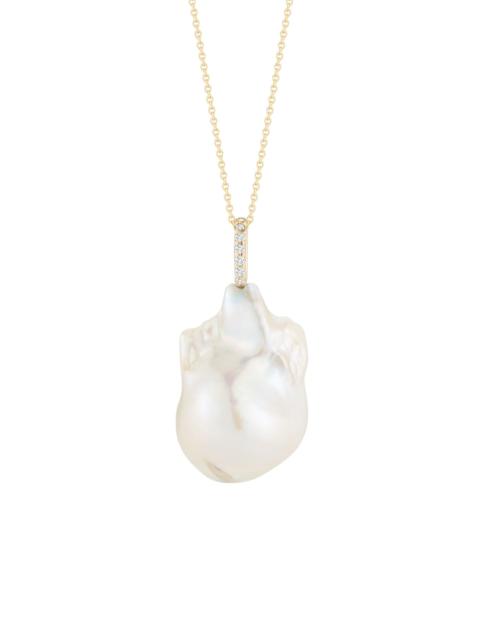 MATEO 14K Yellow Gold Diamond, Baroque Pearl Pendant Necklace white