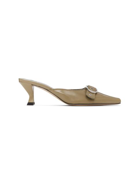BY FAR Taupe Evelyn Glossed Nappa Leather Heels