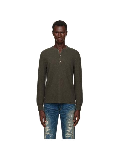 RRL by Ralph Lauren Taupe Waffle-Knit Henley