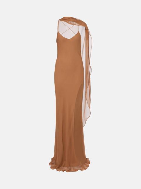 THE SEI Caped silk satin gown