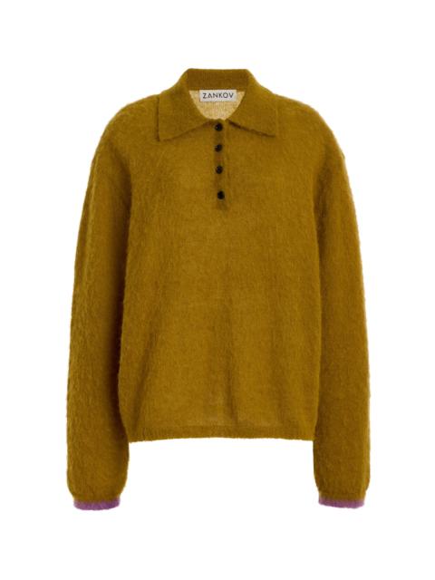 ZANKOV Ryan Solid Brushed Mohair Sweater yellow