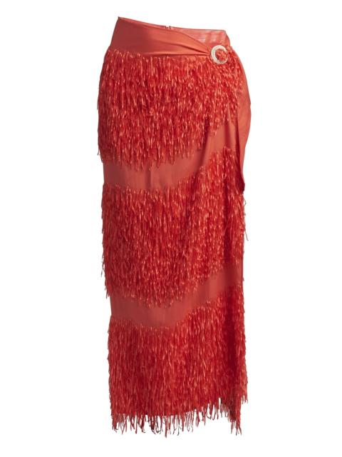 GIORGIO ARMANI Fringe Sarong Maxi Skirt