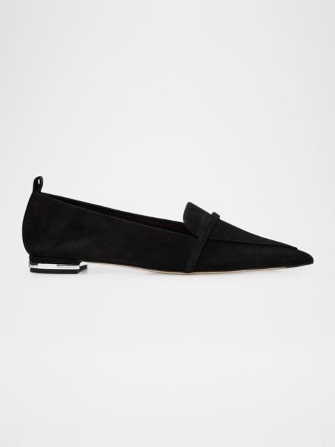 MALONE SOULIERS Dora Suede Pointed-Toe Loafers