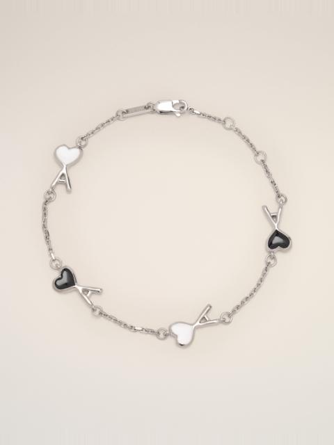 AMI Paris SILVER BRASS BRACELET WITH HAMMERED AMI DE COEUR