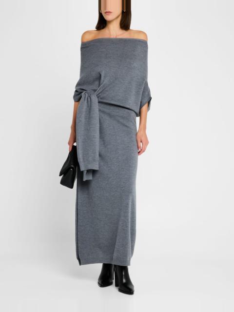 ZANKOV Anais Off-The-Shoulder Tie Long Sweater