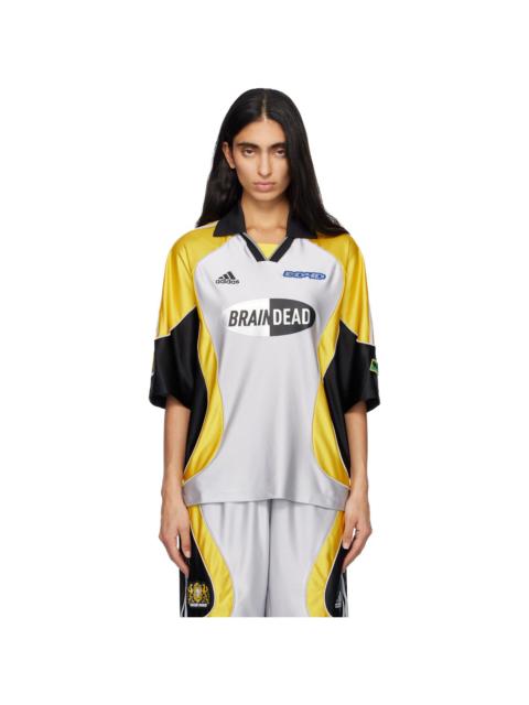 adidas Originals Silver & Yellow Brain Dead Edition Jersey T-shirt