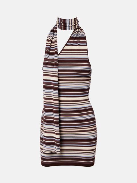 AYA MUSE Knitted scarf-detail striped minidress